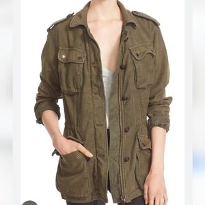 Free People Not Your Brothers Surplus Military Green Utility Jacket S